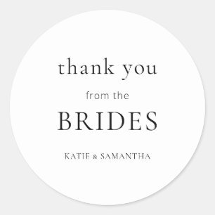 Adesivo Redondo Simples obrigado do casamento lésbico das noivas