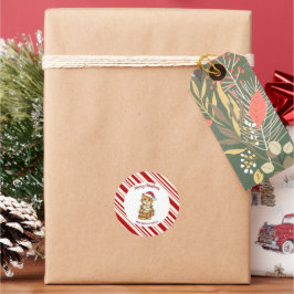Adesivo Redondo Simples padrão moderno de Natal alegre gatinho Cat