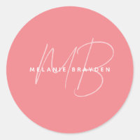 Simples Pastel Pink Minimalista Dois Monogramas No