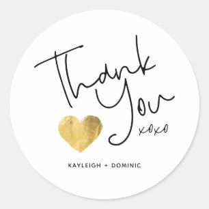 Adesivo Redondo Simples Personalização Obrigado Dourado Script H