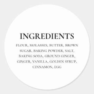 Adesivo Redondo Simples Preto de Ingredientes Personalizados