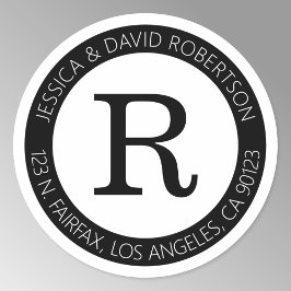 Adesivo Redondo Simples Preto e Branco & Endereço de Remetente