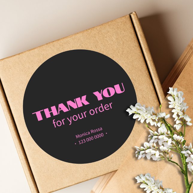 Adesivo Redondo Simples profissional Neon Pink Preto (Criador carregado)