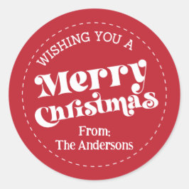 Adesivo Redondo Simples Retro Natal Moderno Pequeno