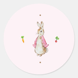 Adesivo Redondo Simples rosa Peter o Rabbit