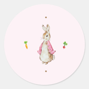 Adesivo Redondo Simples rosa Peter o Rabbit