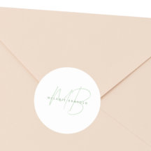 Simples Sage Green Minimalista Dois Monogramas