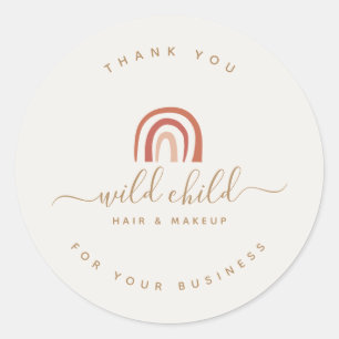 Adesivo Redondo Simples Script Moderno Trendy Abstrato Rainbow