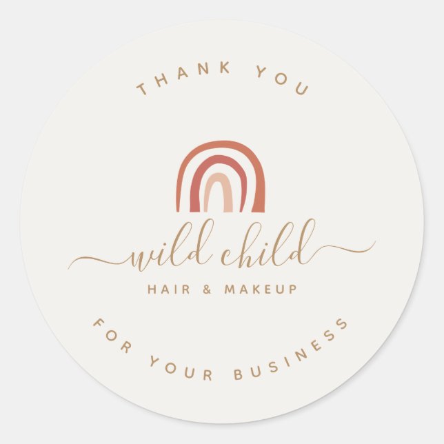 Adesivo Redondo Simples Script Moderno Trendy Abstrato Rainbow (Frente)