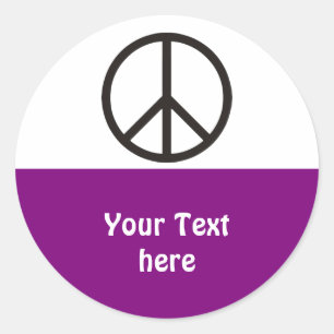 Adesivo Redondo Simples símbolos - PEACE + texto e ideias