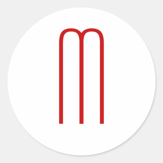 Adesivo Redondo Simples Simples Simples Monograma Único Branco (Frente)