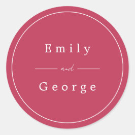 Adesivo Redondo Simples Viva Magenta Moderna Trendy Weding Elegant