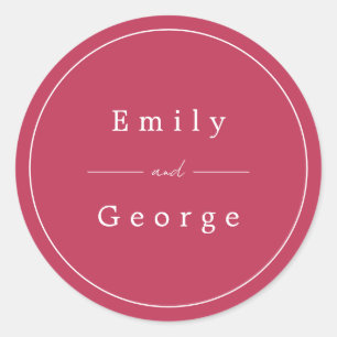 Adesivo Redondo Simples Viva Magenta Moderna Trendy Weding Elegant