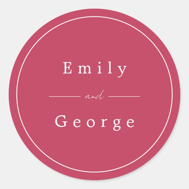 Adesivo Redondo Simples Viva Magenta Moderna Trendy Weding Elegant (Frente)