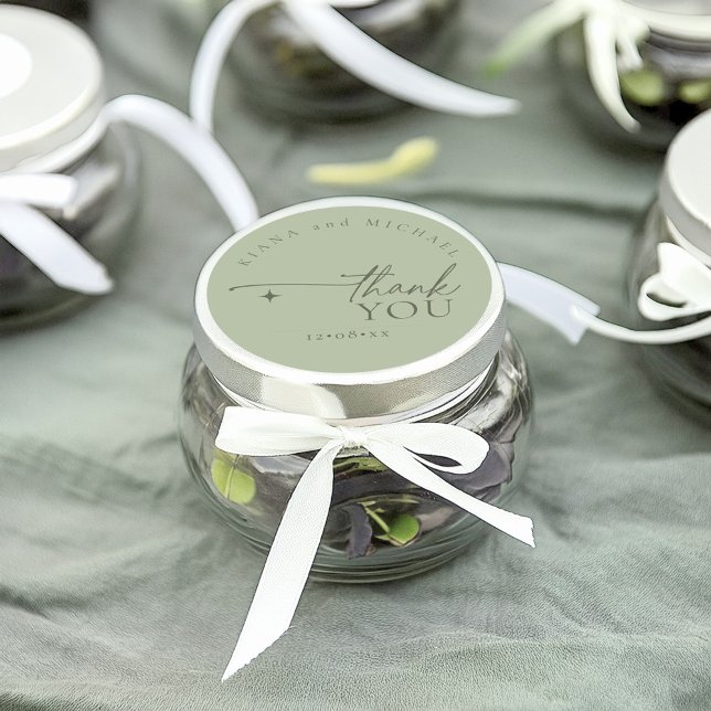 Adesivo Redondo Simplesmente Casamento Chic Obrigado Sage Green ID (Criador carregado)