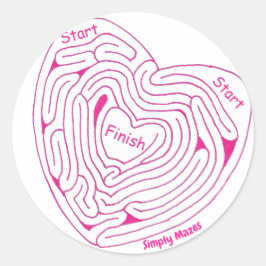 Adesivo Redondo Simplesmente Mazes Heart Maze Sticker