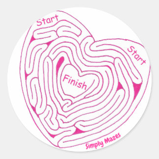 Adesivo Redondo Simplesmente Mazes Heart Maze Sticker