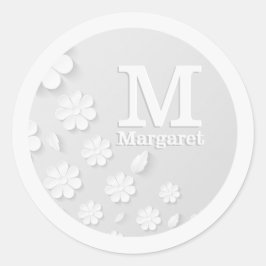 Adesivo Redondo Sinais brancos, florais, gravados, personalizados