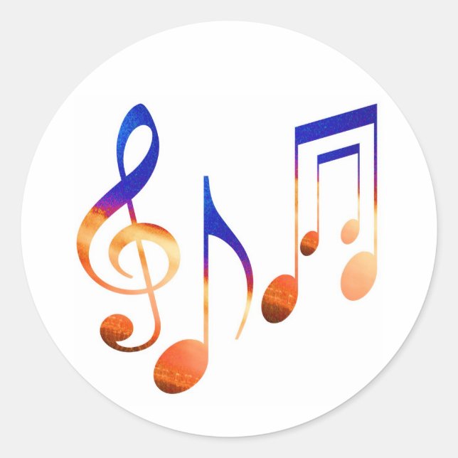 Adesivo Redondo Sinais de música dançantes (Frente)