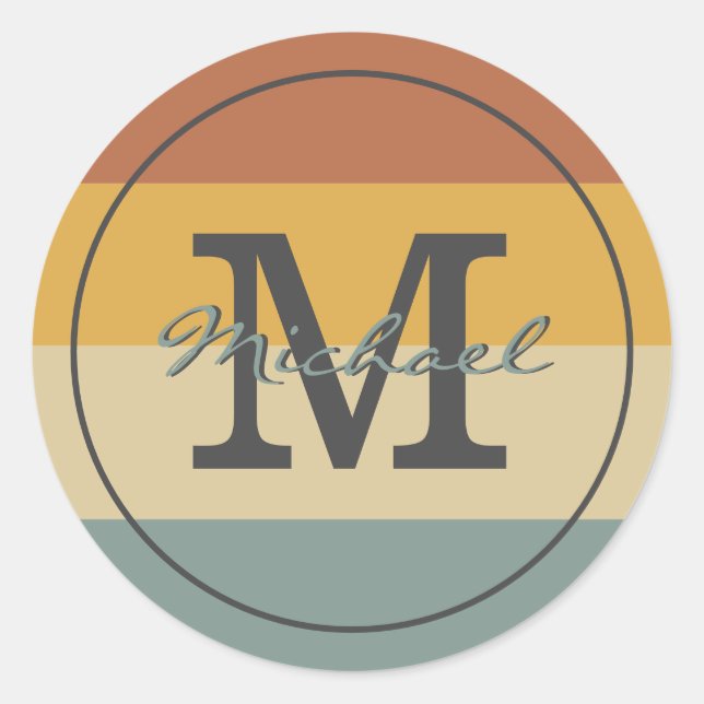 Adesivo Redondo Sinais de nome rústico retrógrados personalizados (Frente)