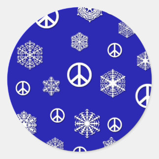 Adesivo Redondo Sinais de paz e Cartões de natal de flocos de neve