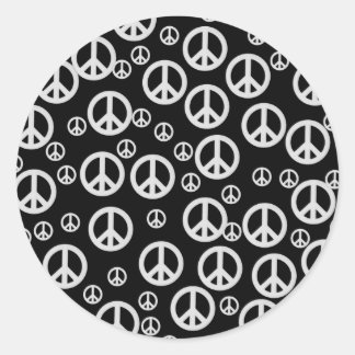 Adesivo Redondo Sinais de paz em preto e branco
