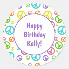 Adesivo Redondo Sinais de Paz Multicores