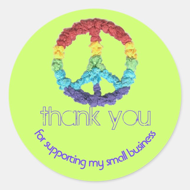 Adesivo Redondo Sinais de paz para pequenas empresas (Frente)
