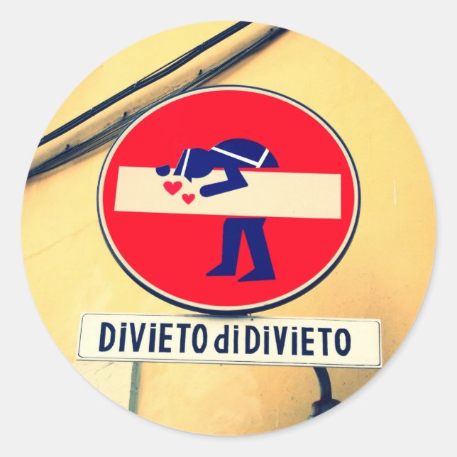 Adesivo Redondo Sinais de rua interessantes e engraçados em Floren (Frente)