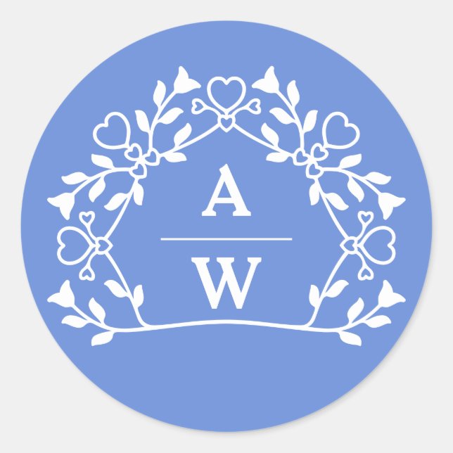 Adesivo Redondo Sinais Decorativos de Nome Floral Envelopes de cas (Frente)