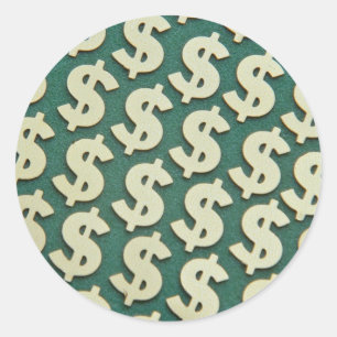 Adesivo Redondo Sinais Dourados de dólar