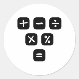 Adesivo Redondo Sinais matemáticos dos símbolos matemáticos