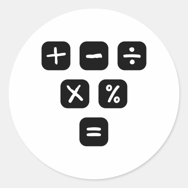 Adesivo Redondo Sinais matemáticos dos símbolos matemáticos (Frente)
