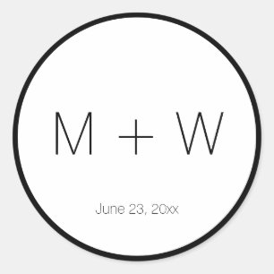 Adesivo Redondo Sinais minimalistas em preto e branco simples