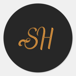 Adesivo Redondo Sinais personalizados de script Dourado preto