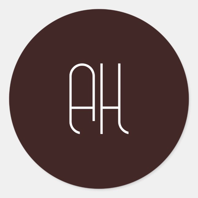 Adesivo Redondo Sinais personalizados em castanho escuro e branco  (Frente)