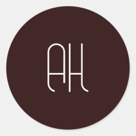 Adesivo Redondo Sinais personalizados em castanho escuro e branco