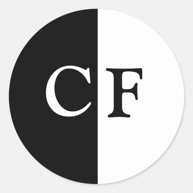 Adesivo Redondo Sinais personalizados em metades pretas e brancas (Frente)