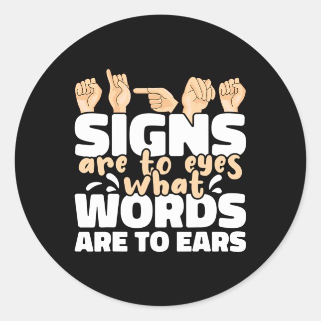 Adesivo Redondo Sinais são para os olhos quais são as palavras par (Frente)