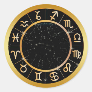 Adesivo Redondo SINAIS ZODIÁTICOS Dourados