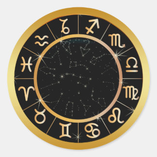 Adesivo Redondo SINAIS ZODIÁTICOS Dourados