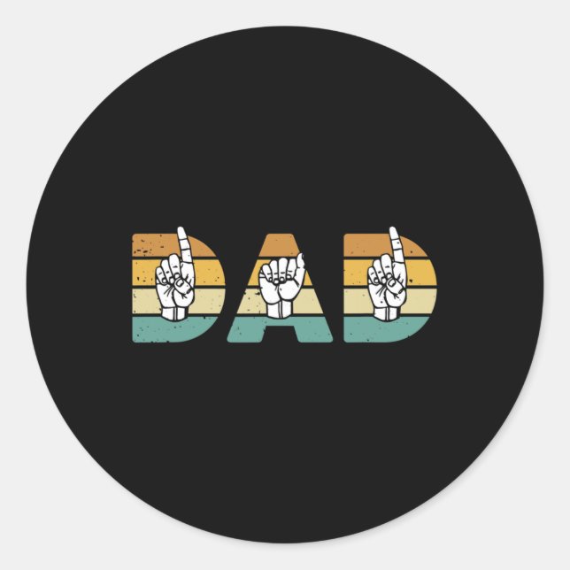 Adesivo Redondo Sinal americano Pai ASL Suporte de Consciência Sur (Frente)