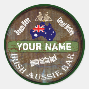 Adesivo Redondo Sinal australiano irlandês personalizado do bar