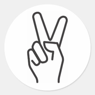 Adesivo Redondo sinal clássico de vitória estilizada