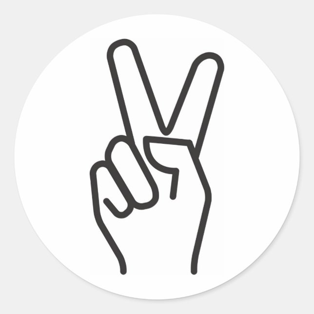 Adesivo Redondo sinal clássico de vitória estilizada (Frente)