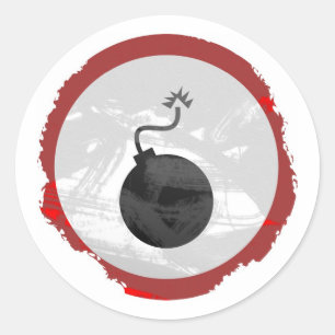 Adesivo Redondo Sinal da bomba do Grunge