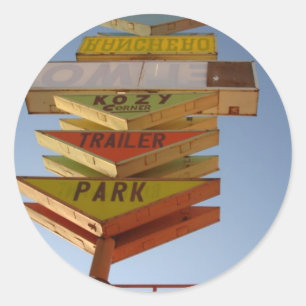 Adesivo Redondo Sinal da rota 66 dos anos 50 do vintage retro