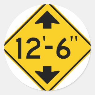 Adesivo Redondo Sinal de advertência da estrada do baixo