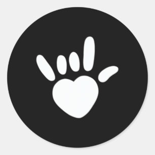 Adesivo Redondo Sinal de Amor Linguagem Americana de Sinais Surdos