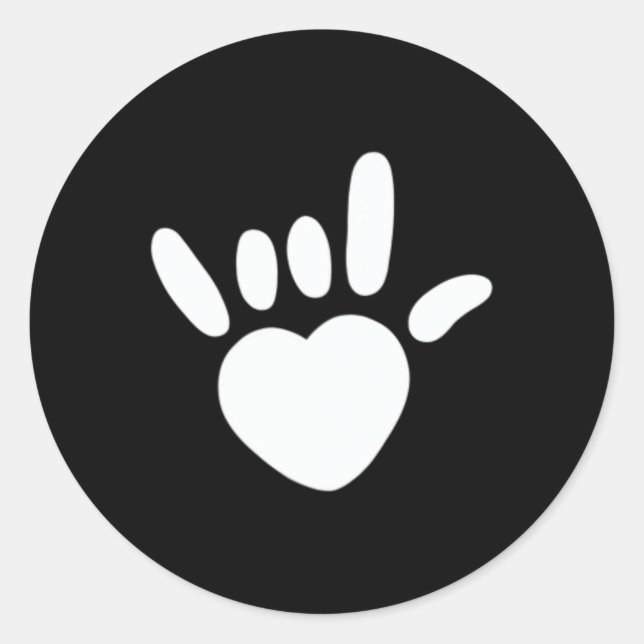 Adesivo Redondo Sinal de Amor Linguagem Americana de Sinais Surdos (Frente)